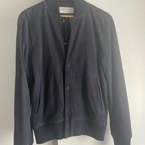 Officine Generale - Slim-Fit Suede Bomber Jacket - Midnight blue